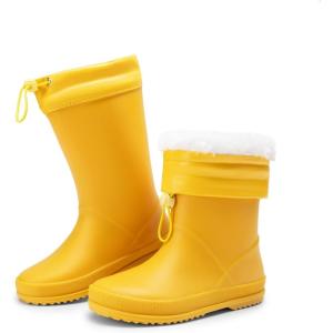 DREAM PAIRS KIDS Bottes de Pluie pour Enfants Imperméables et Légères Bottines Antidérapante Durable(Jaune Chaud)