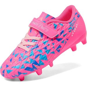 DREAM PAIRS Kids Chaussures Crampons de Football Enfants Tige Souple avec Une Sensation de Sensibilité Protection Optimale pour Garçons et Filles SDSO2307K(Rose Bleu)