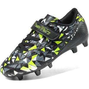 DREAM PAIRS Kids Chaussures Crampons de Football Enfants Tige Souple avec Une Sensation de Sensibilité Protection Optimale pour Garçons et Filles SDSO2307K(Noir Vert)