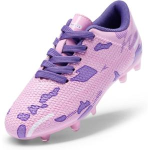 DREAM PAIRS Kids Chaussures de Football pour Enfants Durable Chaussures à Crampons avec Laçage latéral pour Garçons Confortable SDSO2301K(Rose Violet)