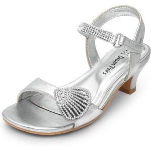 DREAM PAIRS Kids Sandales à Talons pour Filles Sangles Auto-Agrippantes Sandale Incontournable de la Fête SDSD2420K(Argent)