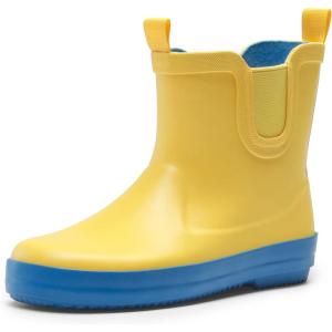 DREAM PAIRS Kids Wellies Rain Shoes Antidérapantes et légères pour garçons et Filles(Jaune Bleu)