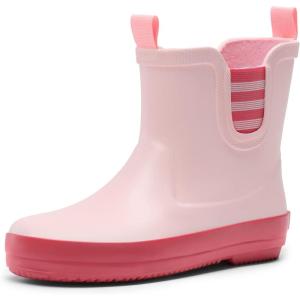 DREAM PAIRS Kids Wellies Rain Shoes Antidérapantes et légères pour garçons et Filles(Pink Rose Red)