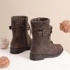 DREAM PAIRS Bottes de Combat Fille avec Fermeture Éclair Latérale, Lacets Ajustables et Doublure Chaude en Fausse Fourrure et Semelle Antidérapante(Brun)