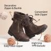 DREAM PAIRS Bottes de Combat Fille avec Fermeture Éclair Latérale, Lacets Ajustables et Doublure Chaude en Fausse Fourrure et Semelle Antidérapante(Brun)
