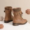 DREAM PAIRS Bottes de Combat Fille avec Fermeture Éclair Latérale, Lacets Ajustables et Doublure Chaude en Fausse Fourrure et Semelle Antidérapante(Chameau)