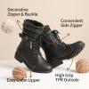 DREAM PAIRS Bottes de Combat Fille avec Fermeture Éclair Latérale, Lacets Ajustables et Doublure Chaude en Fausse Fourrure et Semelle Antidérapante(Noir)