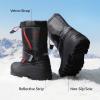 DREAM PAIRS Kids Bottes de Neige pour Enfants Imperméables et Antidérapante Bottes Hiver avec Doublure Chaude pour Garçon et Fille KAMICK(Noir Rouge)