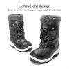 DREAM PAIRS Kids Bottes de Neige pour Enfants Imperméables et Antidérapantes Bottes de Hiver Chaude pour Garçons Filles SDSB2228K(Noir Blanc)