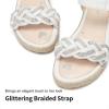 DREAM PAIRS Sandales compensées pour Filles Sandales Papillon d&rsquo;été pour Enfants avec Cheville réglable et Bride tressée ornée de Strass(Blanc)
