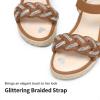 DREAM PAIRS Sandales compensées pour Filles Sandales Papillon d&rsquo;été pour Enfants avec Cheville réglable et Bride tressée ornée de Strass(Brun)