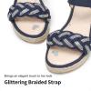 DREAM PAIRS Sandales compensées pour Filles Sandales Papillon d&rsquo;été pour Enfants avec Cheville réglable et Bride tressée ornée de Strass(Marine)