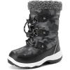 DREAM PAIRS Kids Bottes de Neige pour Enfants Imperméables et Antidérapantes Bottes de Hiver Chaude pour Garçons Filles SDSB2228K(Noir Blanc)