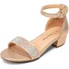 DREAM PAIRS Kids Sandales Filles avec Talon Bloc Stable Sandale Scintillante avec Nœuds Interchangeables Confortable pour Enfants SDSD2320K(Or)