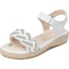 DREAM PAIRS Sandales compensées pour Filles Sandales Papillon d&rsquo;été pour Enfants avec Cheville réglable et Bride tressée ornée de Strass(Blanc)
