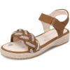 DREAM PAIRS Sandales compensées pour Filles Sandales Papillon d&rsquo;été pour Enfants avec Cheville réglable et Bride tressée ornée de Strass(Brun)