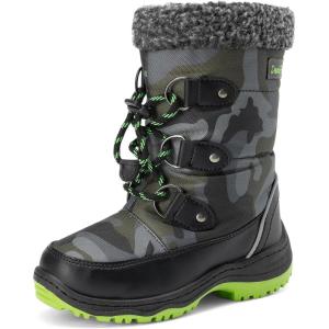 DREAM PAIRS Kids Bottes de Neige pour Enfants Imperméables et Antidérapantes Bottes de Hiver Chaude pour Garçons Filles SDSB2228K(Camo Vert)