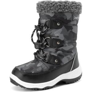 DREAM PAIRS Kids Bottes de Neige pour Enfants Imperméables et Antidérapantes Bottes de Hiver Chaude pour Garçons Filles SDSB2228K(Noir Blanc)