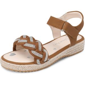 DREAM PAIRS Sandales compensées pour Filles Sandales Papillon d&rsquo;été pour Enfants avec Cheville réglable et Bride tressée ornée de Strass(Brun)