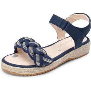 DREAM PAIRS Sandales compensées pour Filles Sandales Papillon d&rsquo;été pour Enfants avec Cheville réglable et Bride tressée ornée de Strass(Marine)