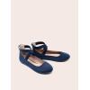 DREAM PAIRS Ballerines Classiques Femme à Brides Élastiques Cheville, Chaussures Plates Confortables(Marine)