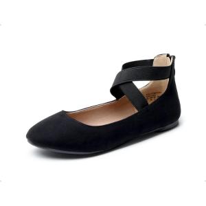 DREAM PAIRS Ballerines Classiques Femme à Brides Élastiques Cheville, Chaussures Plates Confortables(Noir)