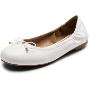 DREAM PAIRS Ballerines Femme Chaussures Classiques Ballerines Plates Femmes Élégantes(Blanc)