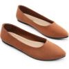 DREAM PAIRS Ballerines Femme Confortables à Bout Pointu en Suédine, Chaussures Plates à Enfiler pour Travail, Bureau ou Sorties(Brun)