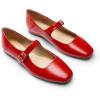DREAM PAIRS Ballerines Femme Mary Jane à Bout Carré, Chaussures Plates Confortables à Enfiler pour Bureau, Travail, Sorties ou Tenue Quotidienne(Rouge)