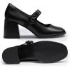 Dream Pairs Escarpins pour Femme – Plateforme épaisse Mary Janes – Boucle – Appartements – Bouche Plate – Japonais – Mignon – Chaussures de Princesse Lolita(Noir Pu)