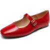 DREAM PAIRS Ballerines Femme Mary Jane à Bout Carré, Chaussures Plates Confortables à Enfiler pour Bureau, Travail, Sorties ou Tenue Quotidienne(Rouge)