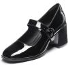 Dream Pairs Escarpins pour Femme – Plateforme épaisse Mary Janes – Boucle – Appartements – Bouche Plate – Japonais – Mignon – Chaussures de Princesse Lolita(Noir Brillant)