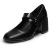 Dream Pairs Escarpins pour Femme – Plateforme épaisse Mary Janes – Boucle – Appartements – Bouche Plate – Japonais – Mignon – Chaussures de Princesse Lolita(Noir Pu)