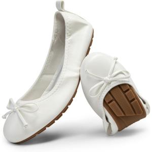 DREAM PAIRS Ballerines Femme, Chaussures Femme Légères et Confortables, Pliables Chaussures a Enfiler Femme(Blanc)