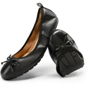 DREAM PAIRS Ballerines Femme, Chaussures Femme Légères et Confortables, Pliables Chaussures a Enfiler Femme(Noir)