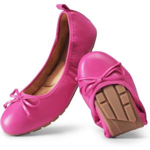 DREAM PAIRS Ballerines Femme, Chaussures Femme Légères et Confortables, Pliables Chaussures a Enfiler Femme(Rose Vif)