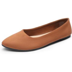 DREAM PAIRS Ballerines Femme Confortables à Bout Pointu en Suédine, Chaussures Plates à Enfiler pour Travail, Bureau ou Sorties(Brun)