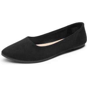 DREAM PAIRS Ballerines Femme Confortables à Bout Pointu en Suédine, Chaussures Plates à Enfiler pour Travail, Bureau ou Sorties(Noir)