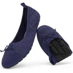 DREAM PAIRS Ballerines Femme Légères Chaussures Plates pour Femmes Confortable Respirant Pliable DWUMFA2502(Marine)