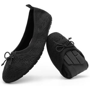 DREAM PAIRS Ballerines Femme Légères Chaussures Plates pour Femmes Confortable Respirant Pliable DWUMFA2502(Noir)