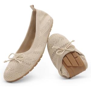 DREAM PAIRS Ballerines Femme Légères Chaussures Plates pour Femmes Confortable Respirant Pliable DWUMFA2502(Nu)