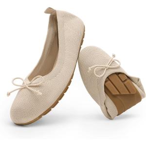 DREAM PAIRS Ballerines Femme Légères Chaussures Plates pour Femmes Confortable Respirant Pliable DWUMFA2502(Tout Nu)