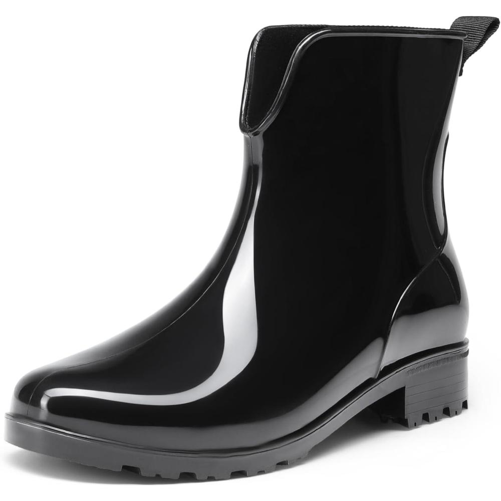 imageDREAM PAIRS Bottes de Pluie pour Femmes Impermables Bottines Antidrapantes et Rsistantes SDRB2417WENoir