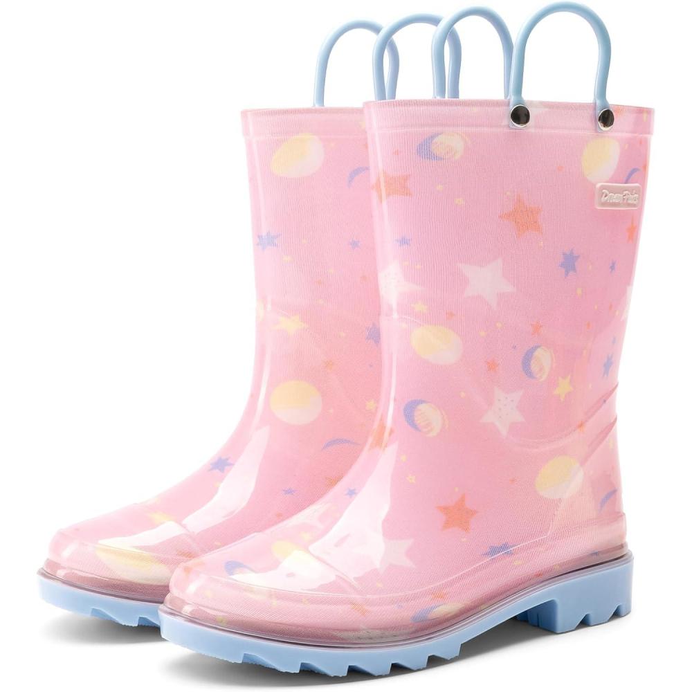 imageDREAM PAIRS Bottes de pluie impermables pour enfants  Lgres avec poignes faciles  enfiler pour jouer en plein airRose