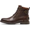 Bruno Marc Bottes de moto à lacets classiques pour homme avec fermeture éclair latérale(Marron)