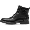 Bruno Marc Bottes de moto à lacets classiques pour homme avec fermeture éclair latérale(Tout Noir)