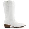 DREAM PAIRS Bottes de cowboy mi-mollet pour femme – Bout carré – Talon épais – Broderie – Bottes western(Blanc)