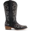 DREAM PAIRS Bottes de cowboy mi-mollet pour femme – Bout carré – Talon épais – Broderie – Bottes western(Noir)