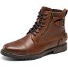 Bruno Marc Bottes de moto à lacets classiques pour homme avec fermeture éclair latérale(Camel)
