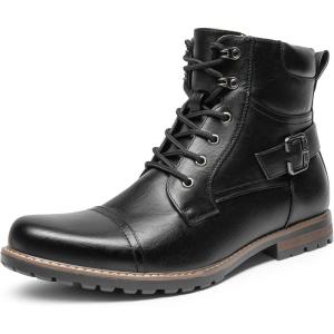 Bruno Marc Bottes Moto Homme Bottes Lacets Chukka Classiques Chaussures Biker Casual(Noir)